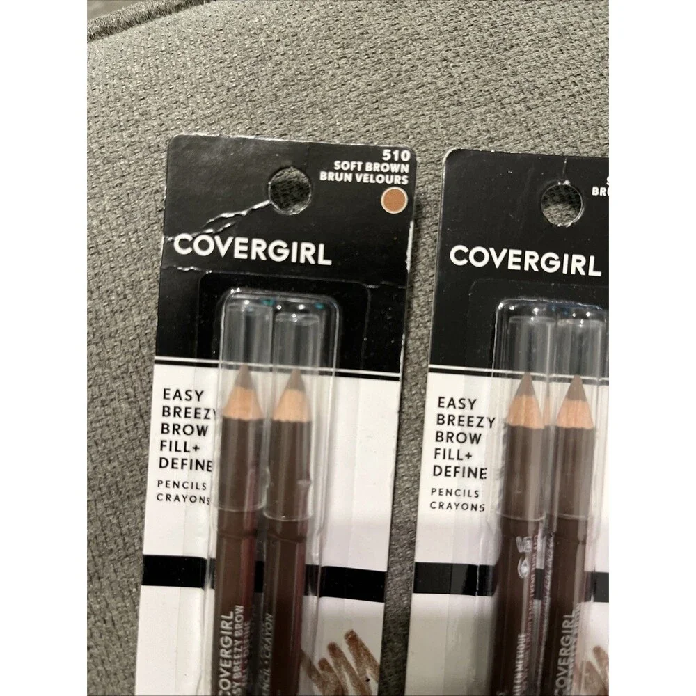(3) Covergirl Easy Breezy Brow Fill + Define Eye Brow Pencils #510 Soft Brown